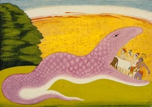 anonymous, Krishna and the Gopas enter Ugrasura’s mouth