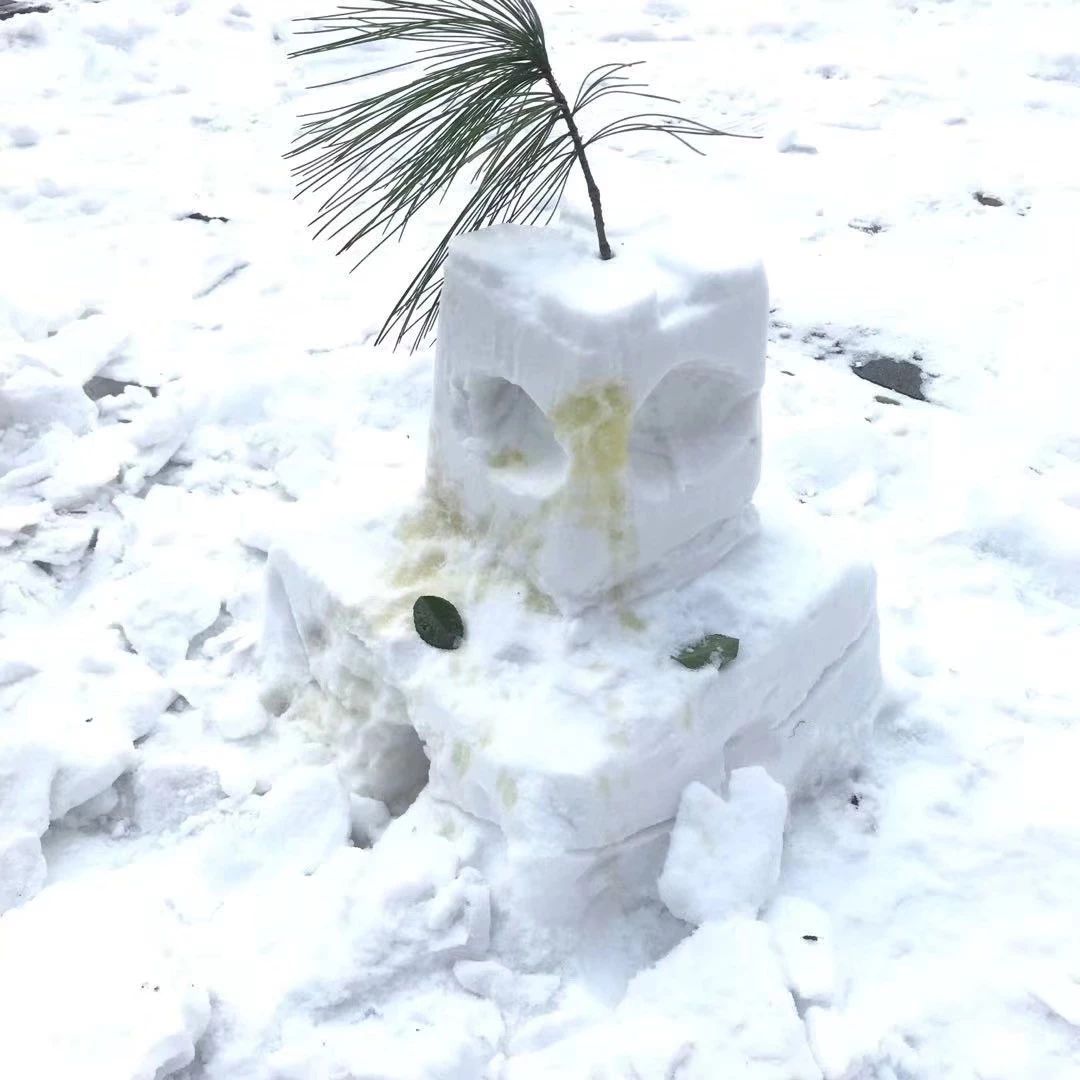 用雪搭起的墓碑